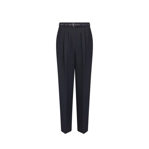 Wool-Silk Blend Trousers — Black