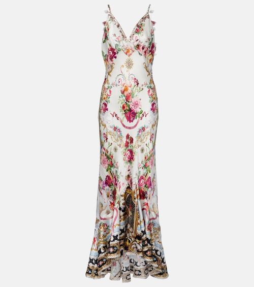 Floral silk satin maxi dress