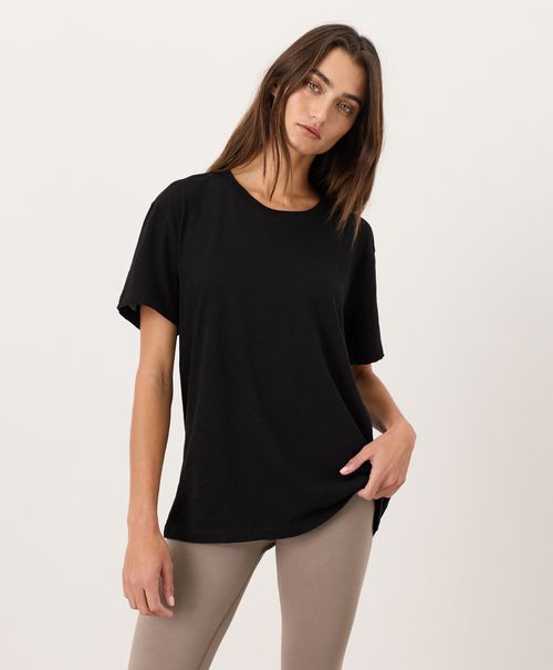 Women's Black Featherweight Slub Relaxed Crewneck Tee