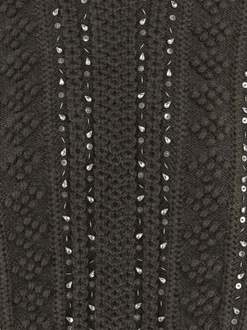 Sequin-Embellished Virgin Wool Sweater — Green