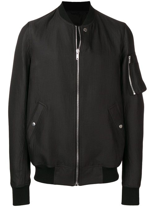 Bomber jacket with rib collar - Black