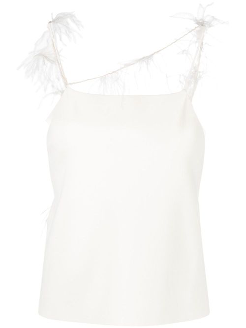 Feather-trim camisole top - Neutrals