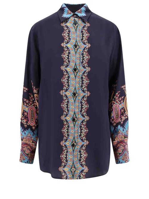 Silk Shirt with Placed Print