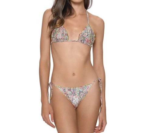 Lettuce Edge Triangle Bikini Top In Paisley Coast