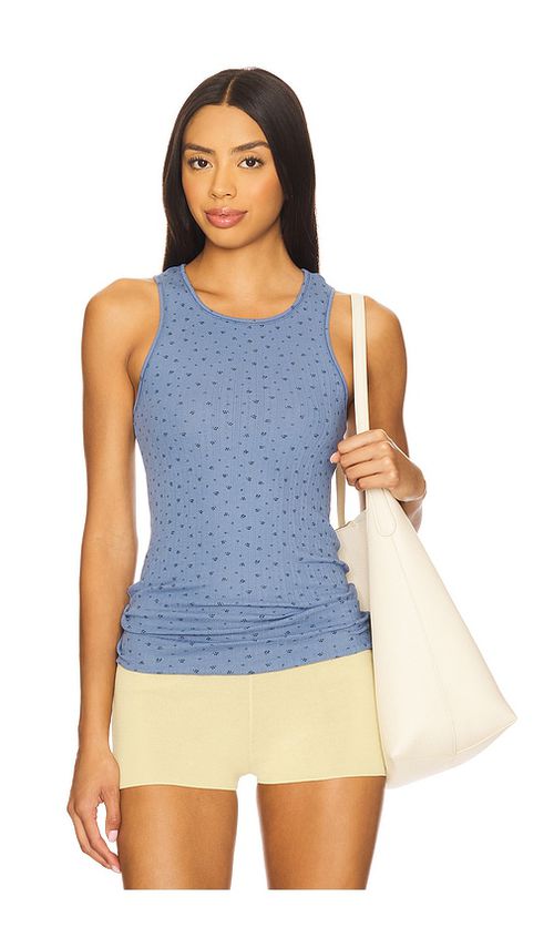 Free People x Intimately FP Fresh In Love Printed Tank In Denim Combo in Baby Blue. -  XS also in L, M