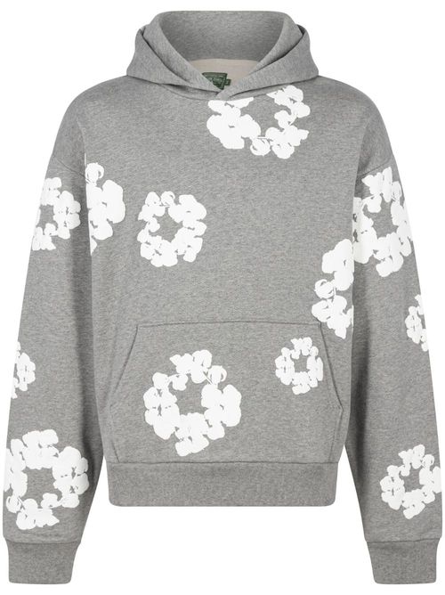 Printed "Cotton Wreath" hoodie - Grey