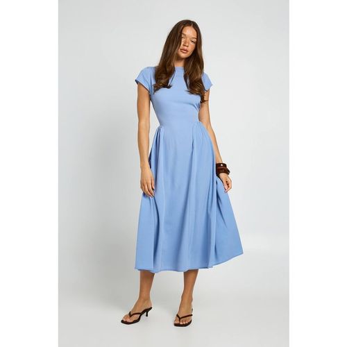 Boohoo Women's Textured Volume Skirt Midaxi Dress in Powder Blue