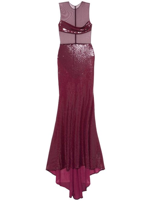 Sequinned mesh gown - Purple