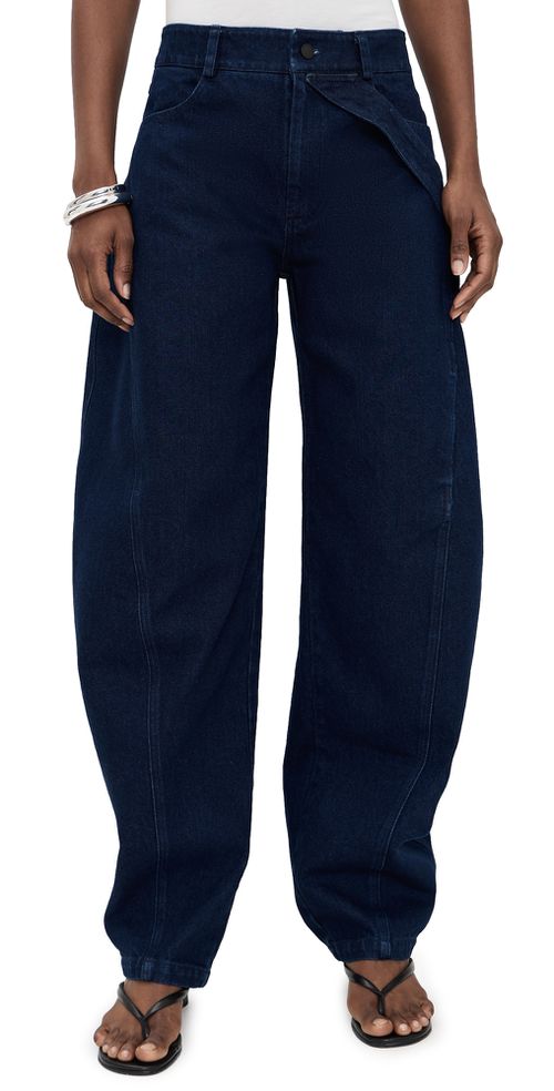 Barrel Jeans In Raw Denim Navy