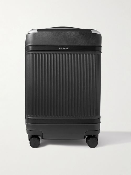 Aviator Carry-on Plus Vegan Leather-trimmed Recycled Hardshell Suitcase - Black