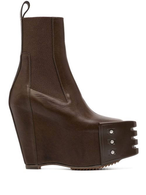 Grilled wedge beatle boots - Brown