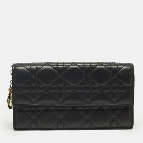 Dior Lady Dior Flap Black Cannage Leather Continental Wallet