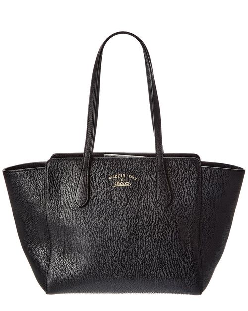 Black Pebbled Calfskin Leather Small Swing Tote (Authentic Pre-Loved)