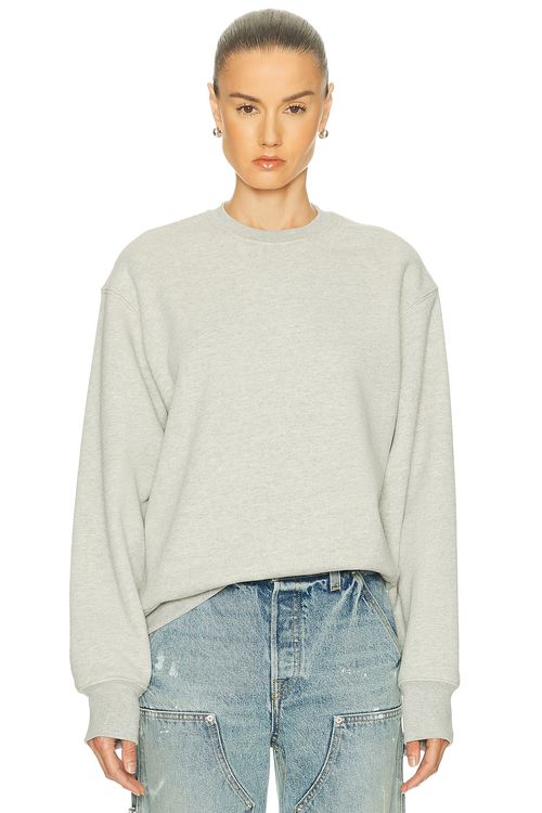GRLFRND Essential Crew Neck Sweatshirt in Light Grey
