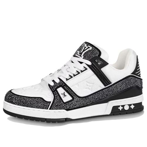 LV Trainer Sneakers 'Black White Rhinestones'