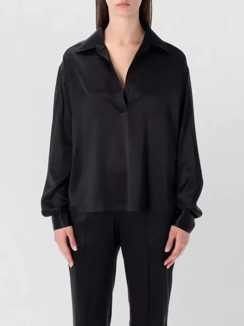 Tom Ford - silk satin long sleeve polo shirt
