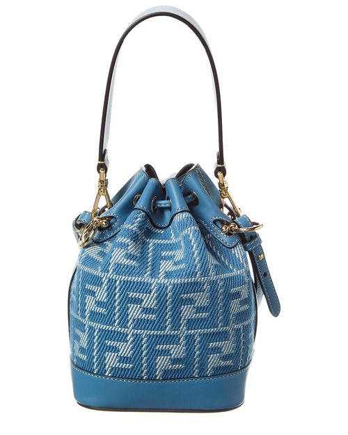 FENDI Mon Tresor Mini FF Jacquard & Leather Bucket Bag