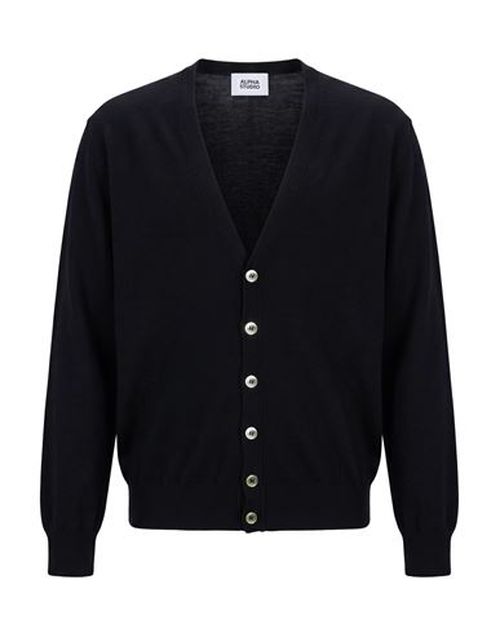 Man Cardigan Black Size 36 Cotton