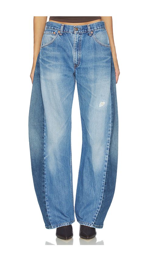 Aligrace Two Tone Barrel Jeans in Blue. 29. Also
