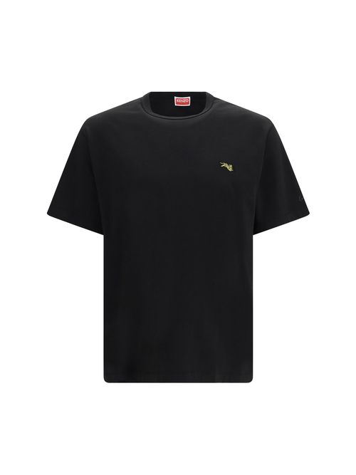 Jumping Tiger Embroidered T-Shirt — Black