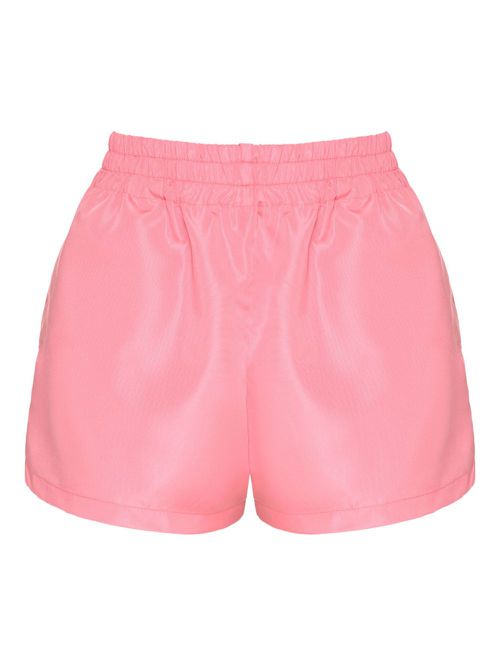 Elasticated-waist taffeta shorts - Pink