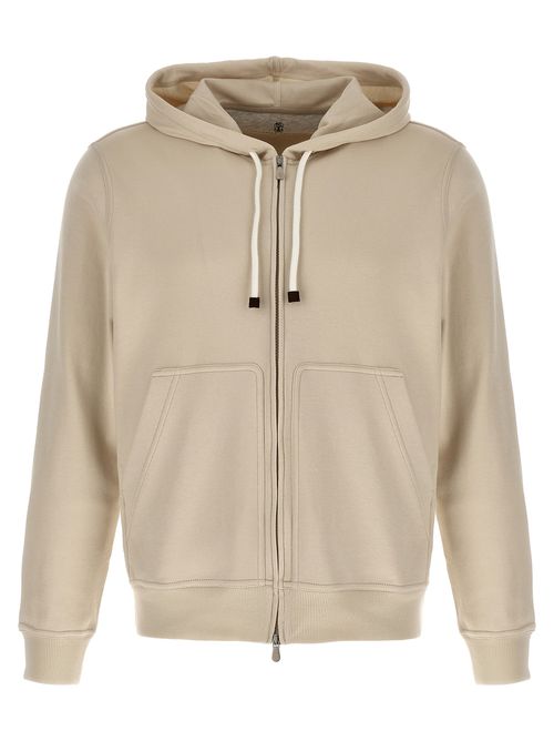 -Zip Hoodie Felpe Beige-Uomo