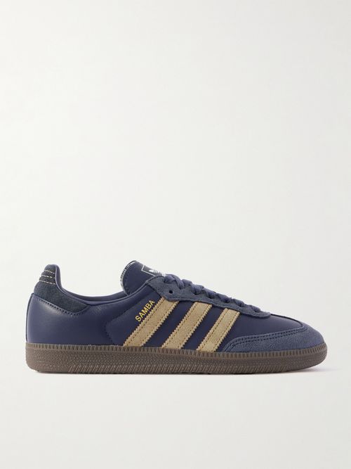 Samba Og Suede-trimmed Leather Sneakers - Blue