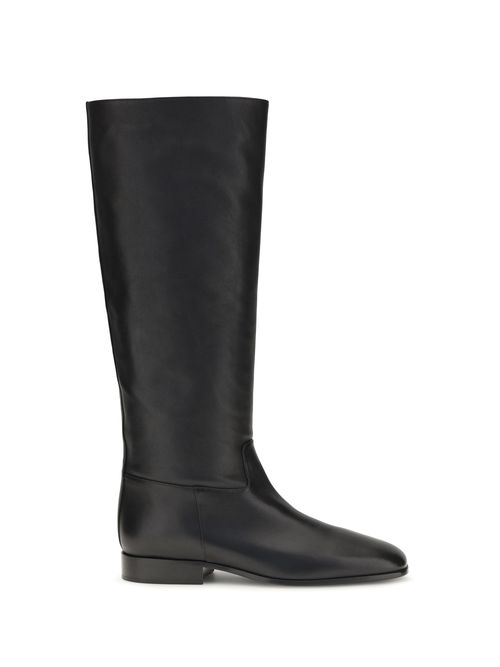 Calfskin Leather Boots — Black