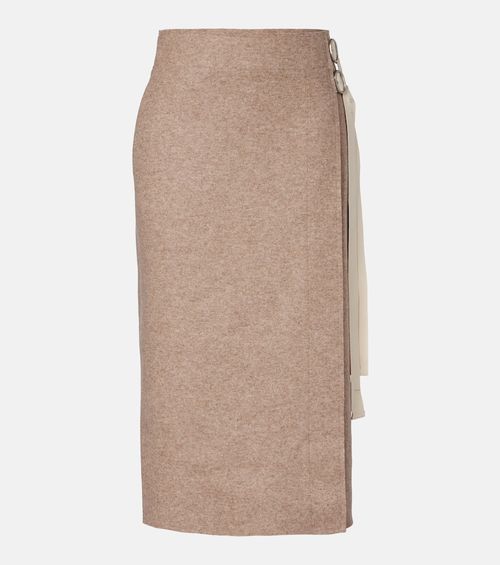 Wool-blend midi skirt