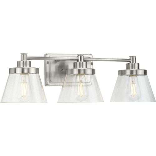 Brushed Nickel Three Light Bath Bracket from the Hinton Collection