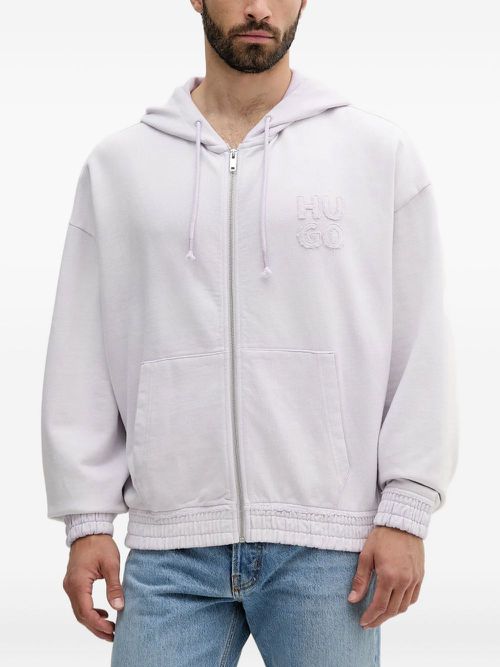 Logo-patch zip-up hoodie - Purple