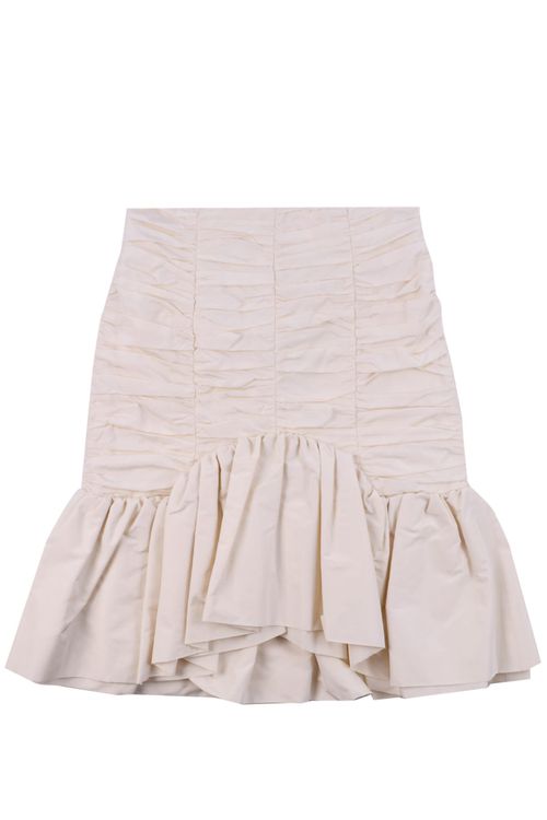 Recycled Faille Flounce Mini Skirt