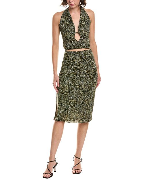 Printed Jersey Midi Skirt