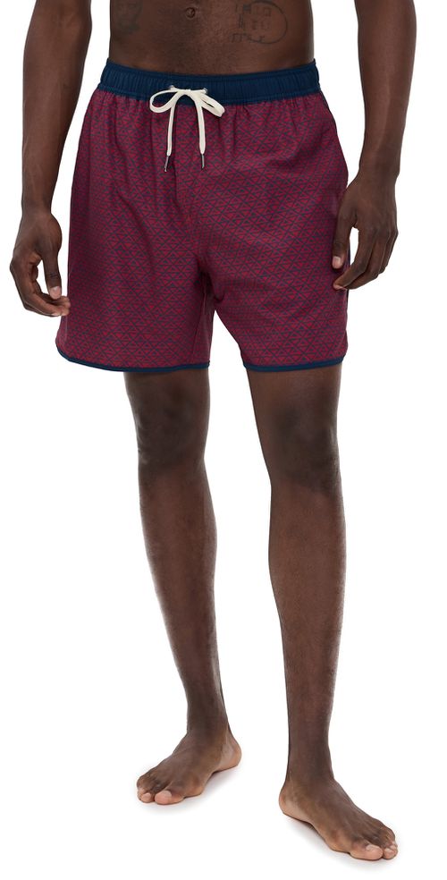 Fair Harbor The Anchor Swim Shorts 6 Nautical Red Wavy Geo