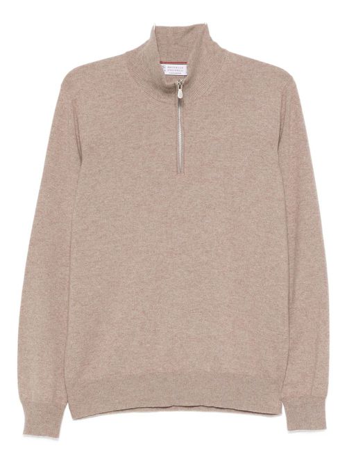 Zip-up cashmere sweater - Brown