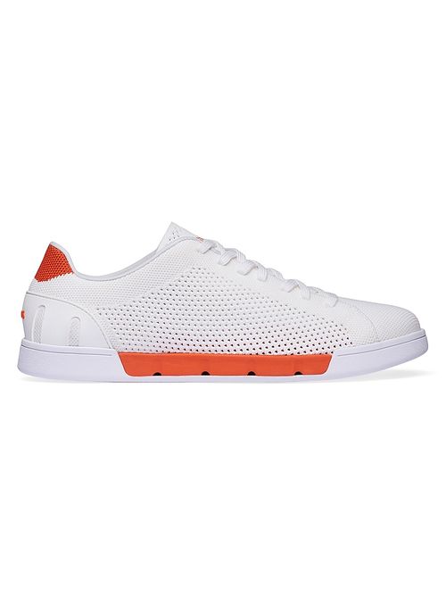 Men's Breeze Tennis Knit Low-Top Sneakers - White Swim Orange