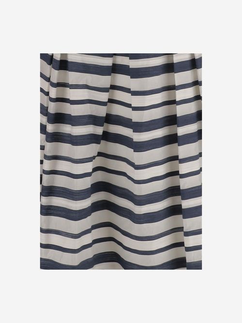 Striped Cotton Blend Dress — Navy