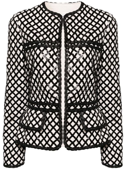 Sequined bouclé jacket - White