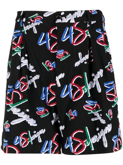 Logo-print velvet-effect shorts - Multicolour
