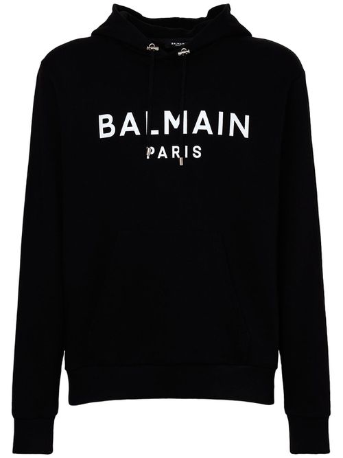 Balmain Paris Logo Printed Hoodie in Black - Black