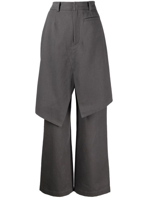 Layered twill trousers - Grey