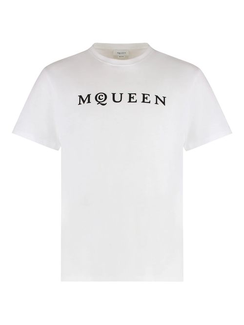 Alexander McQueen Flocked Logo T-hirt in White - White