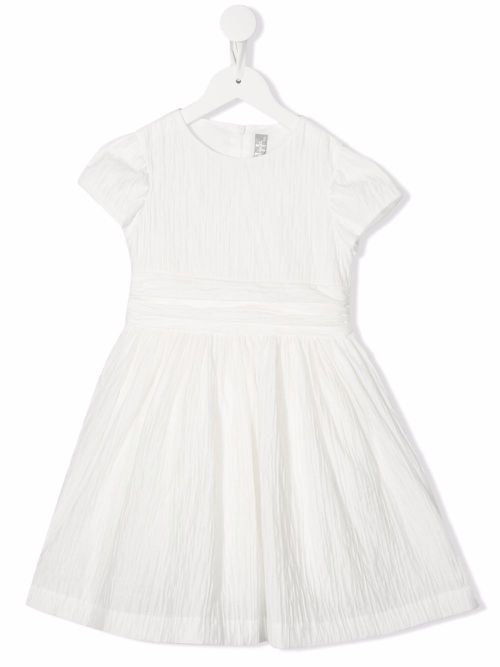 Creased cotton midi dress - White