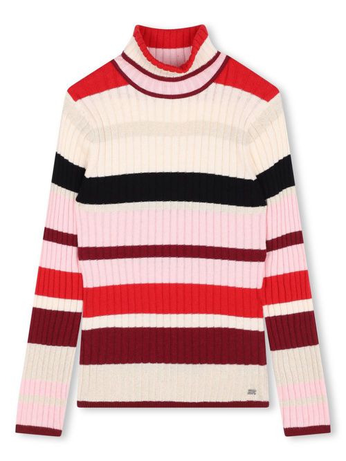 Striped ribbed-knit jumper - Red