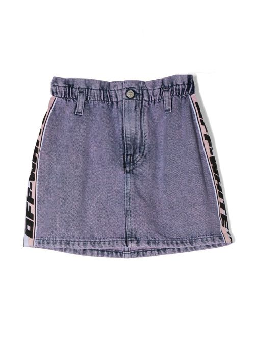 Logo-stripe denim skirt - Purple