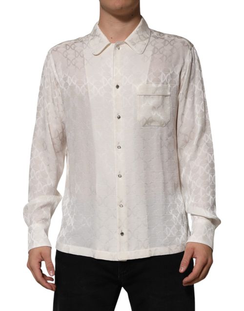 Monogram Silk Jacquard Shirt — White
