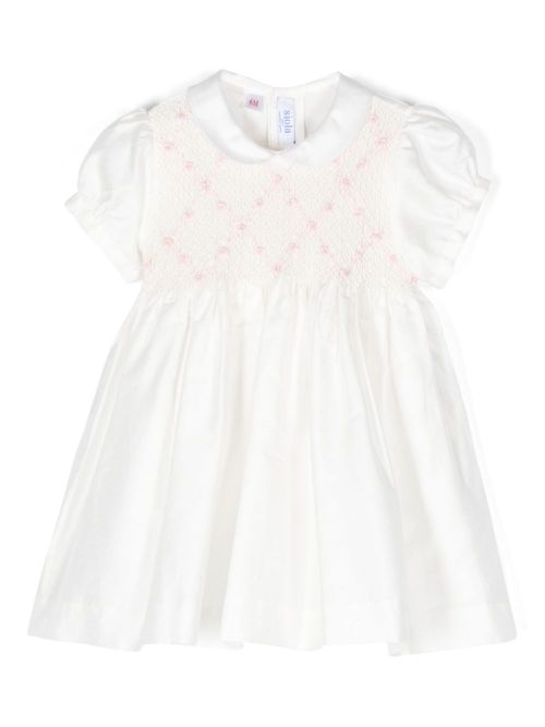 Shirred-panel dress - White