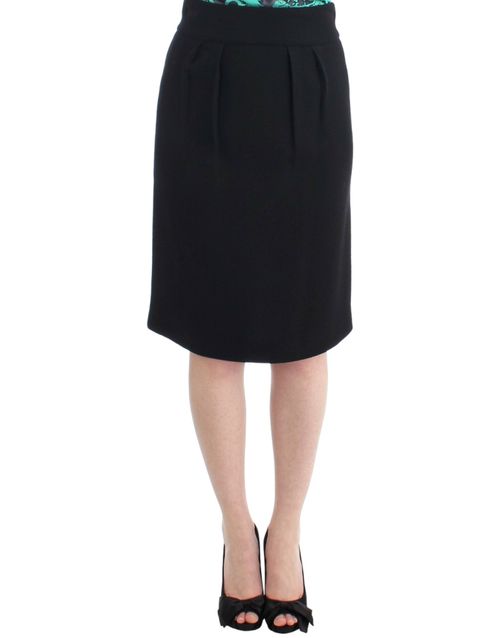 Wool Pencil Skirt — Black