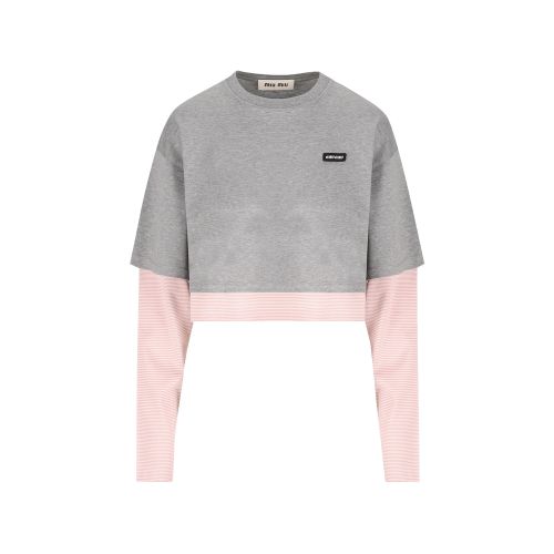 Layered-sleeve Cropped T-shirt