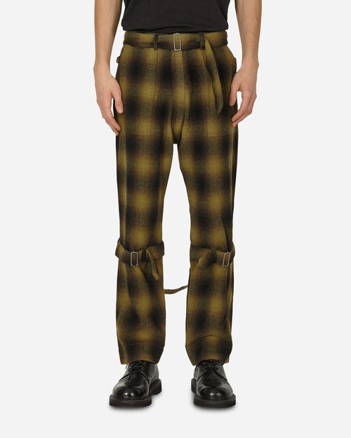 Plaid Wool Ombre Bontage Pants Yellow
